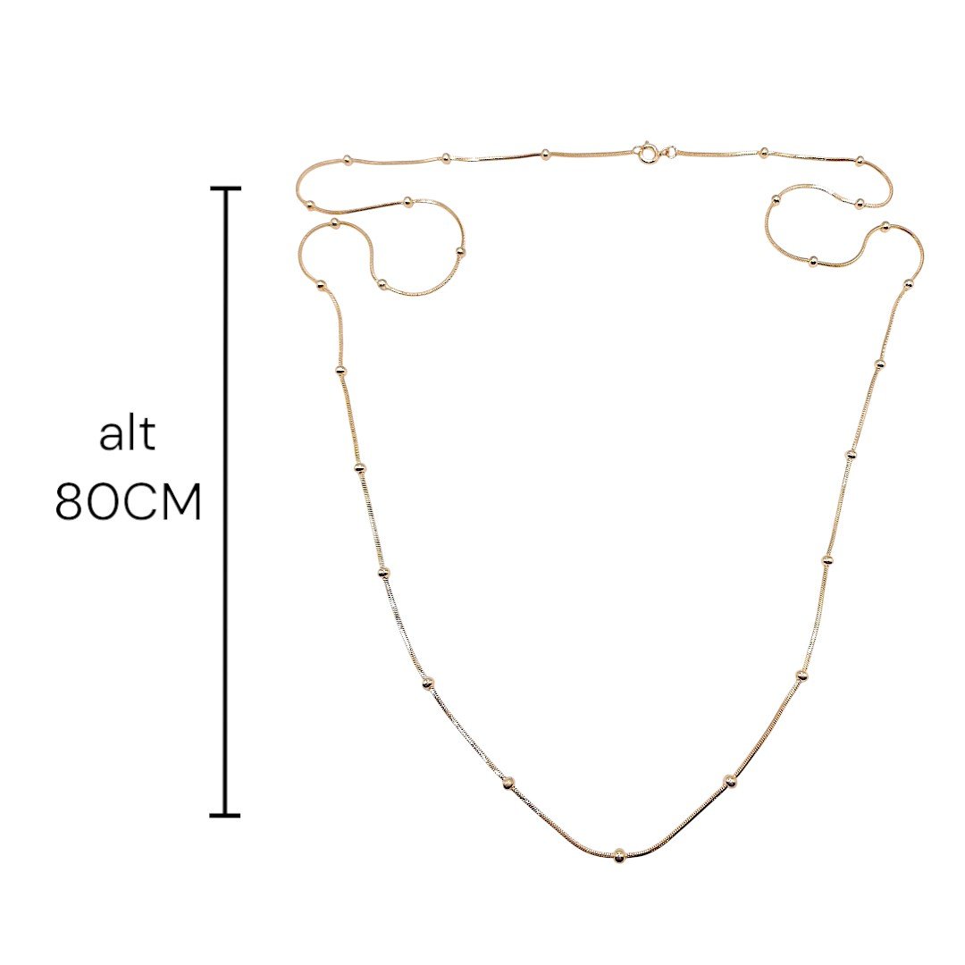 Colar Longo Bolinha Na Rabo De Rato 80cms