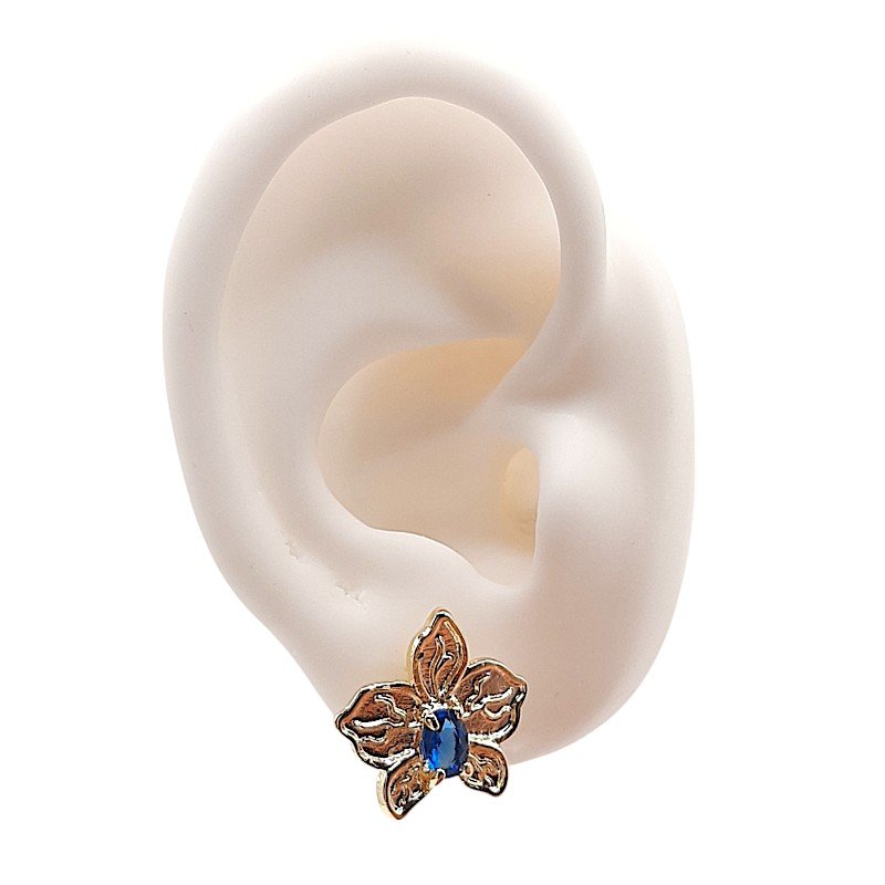 Brinco Flor Com Gota Cravejada