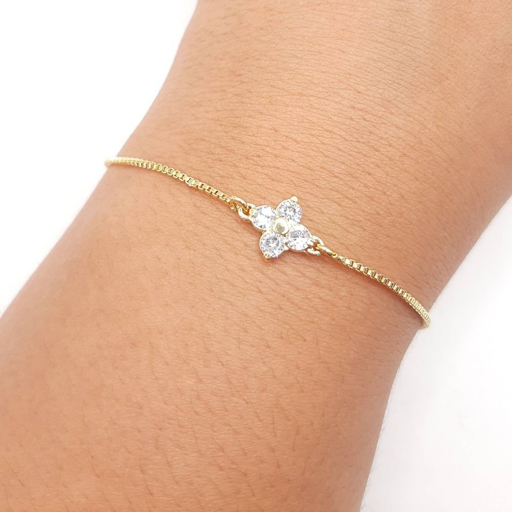 Pulseira Trevo Cravejado