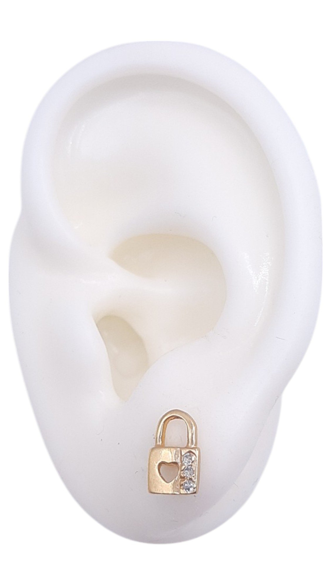 Brinco Cadeadinho Coração Cravejado