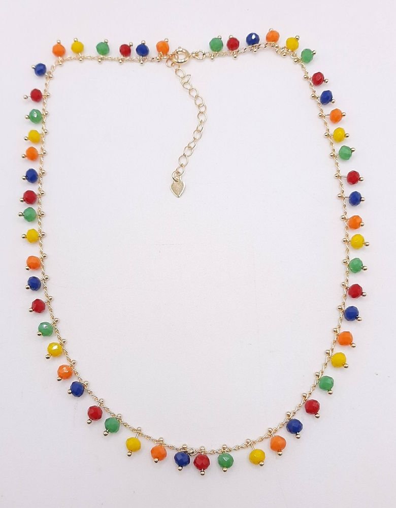 Choker Missangas Vidro Colorido