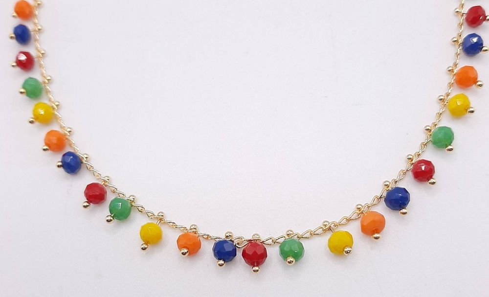 Choker Missangas Vidro Colorido