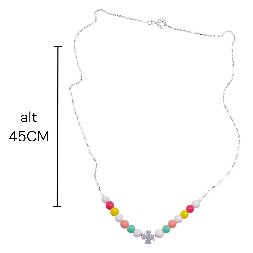 Colar Missangas Com Trevo 45cm