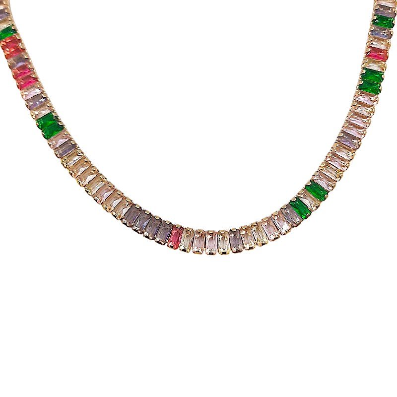 Choker Fio De Pedra Baguete