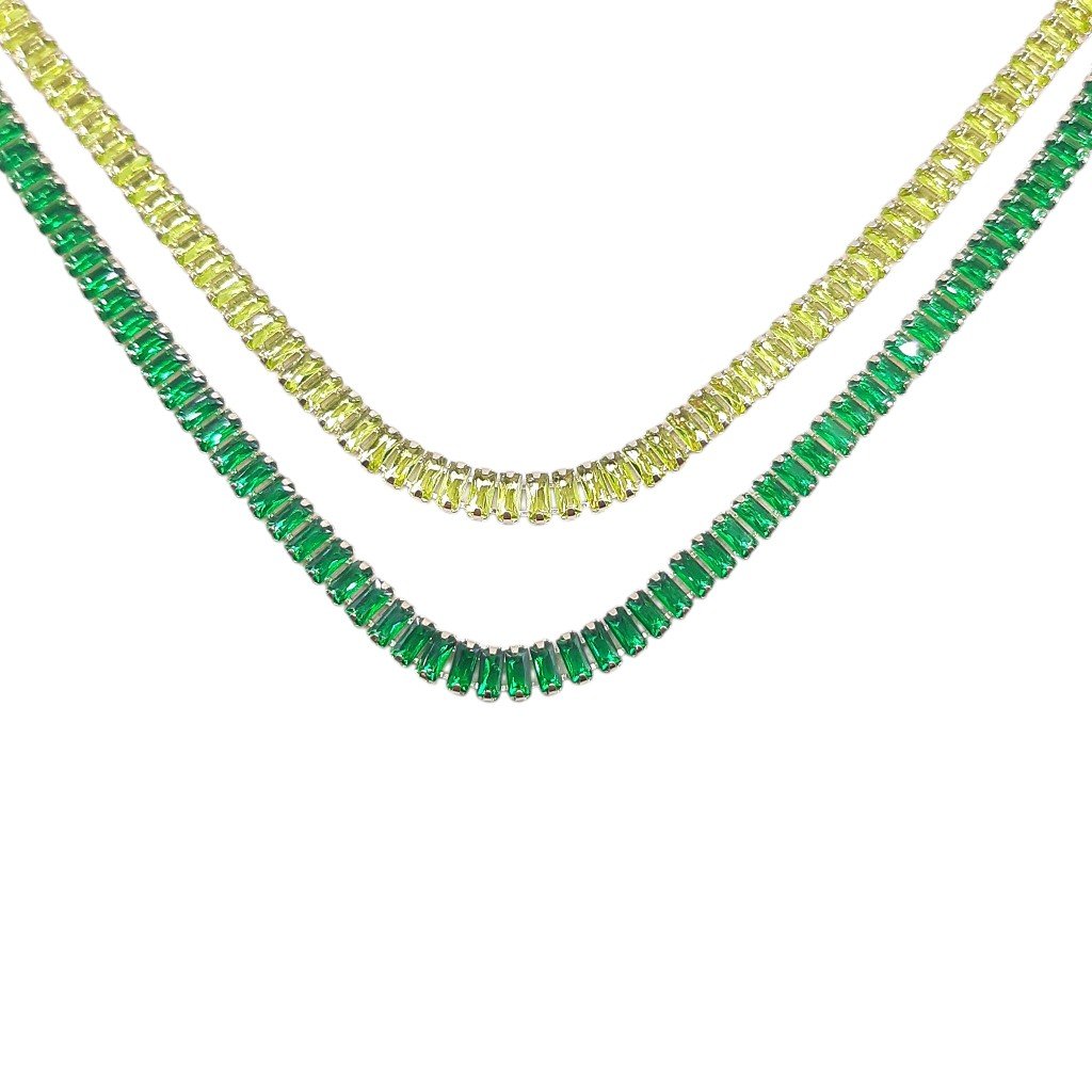 Choker Fio De Pedra Baguete