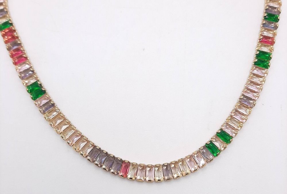 Choker Fio De Pedra Baguete