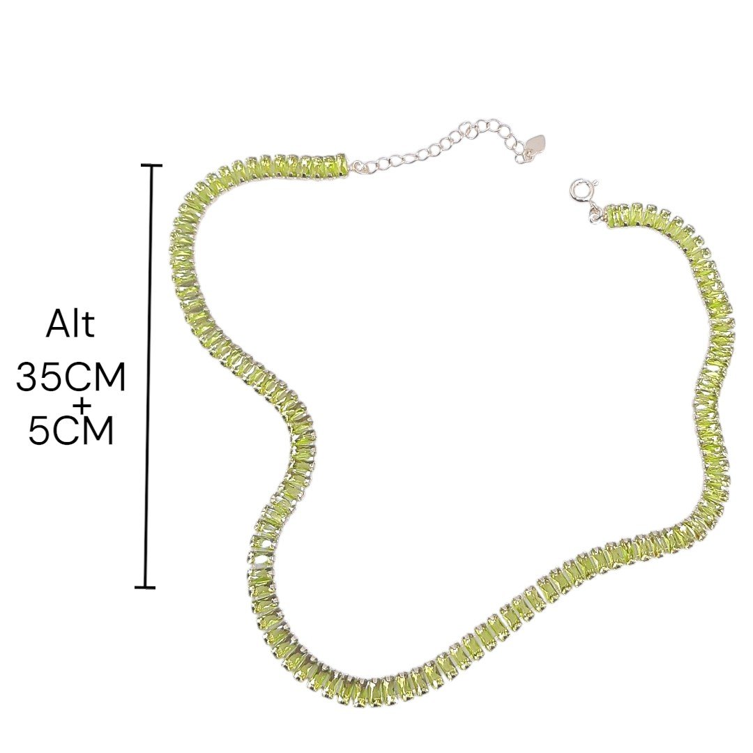 Choker Fio De Pedra Baguete