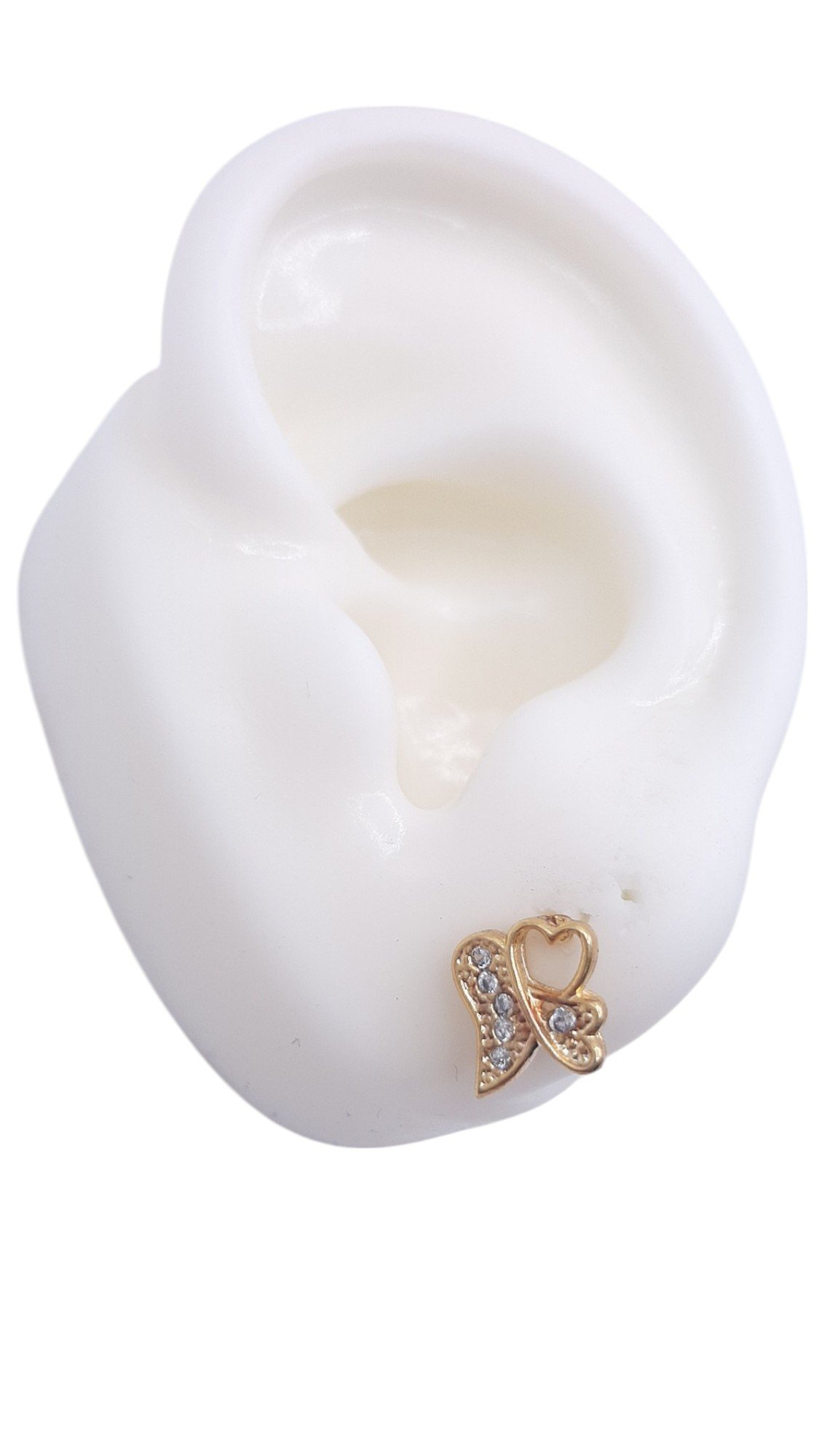 Brinco Coração Cravejado Com Asas