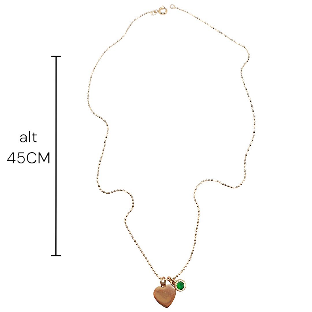 Colar Coração Com Ponto De Luz 45cms