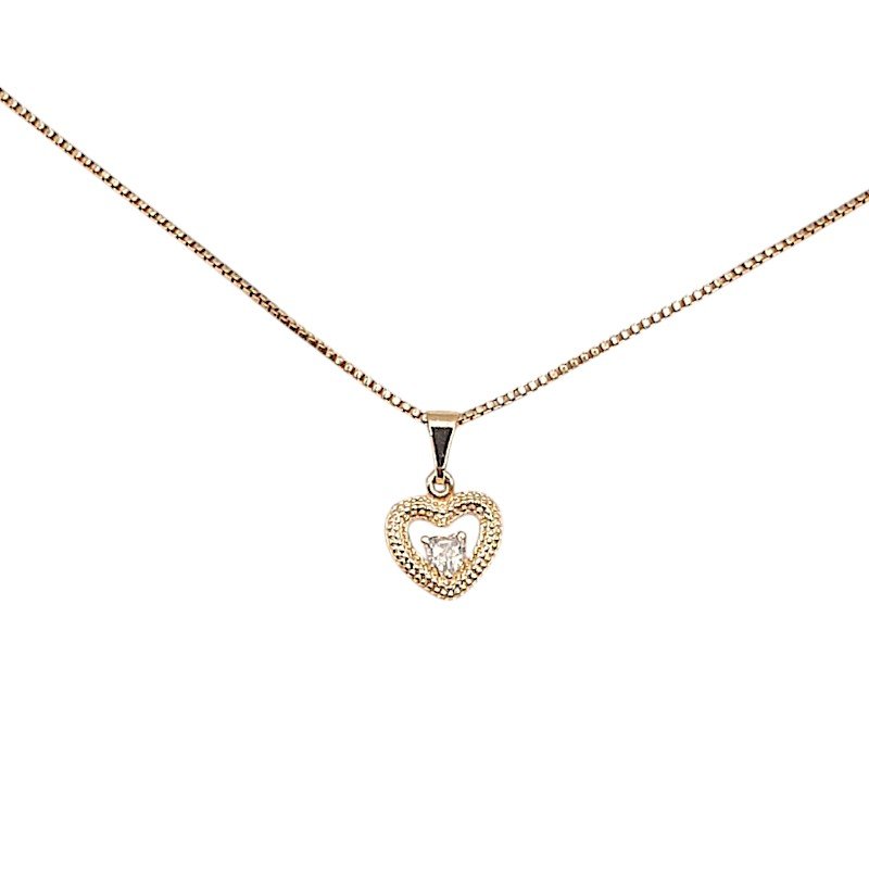 Pingente Coração Craquelado Com Zircônia