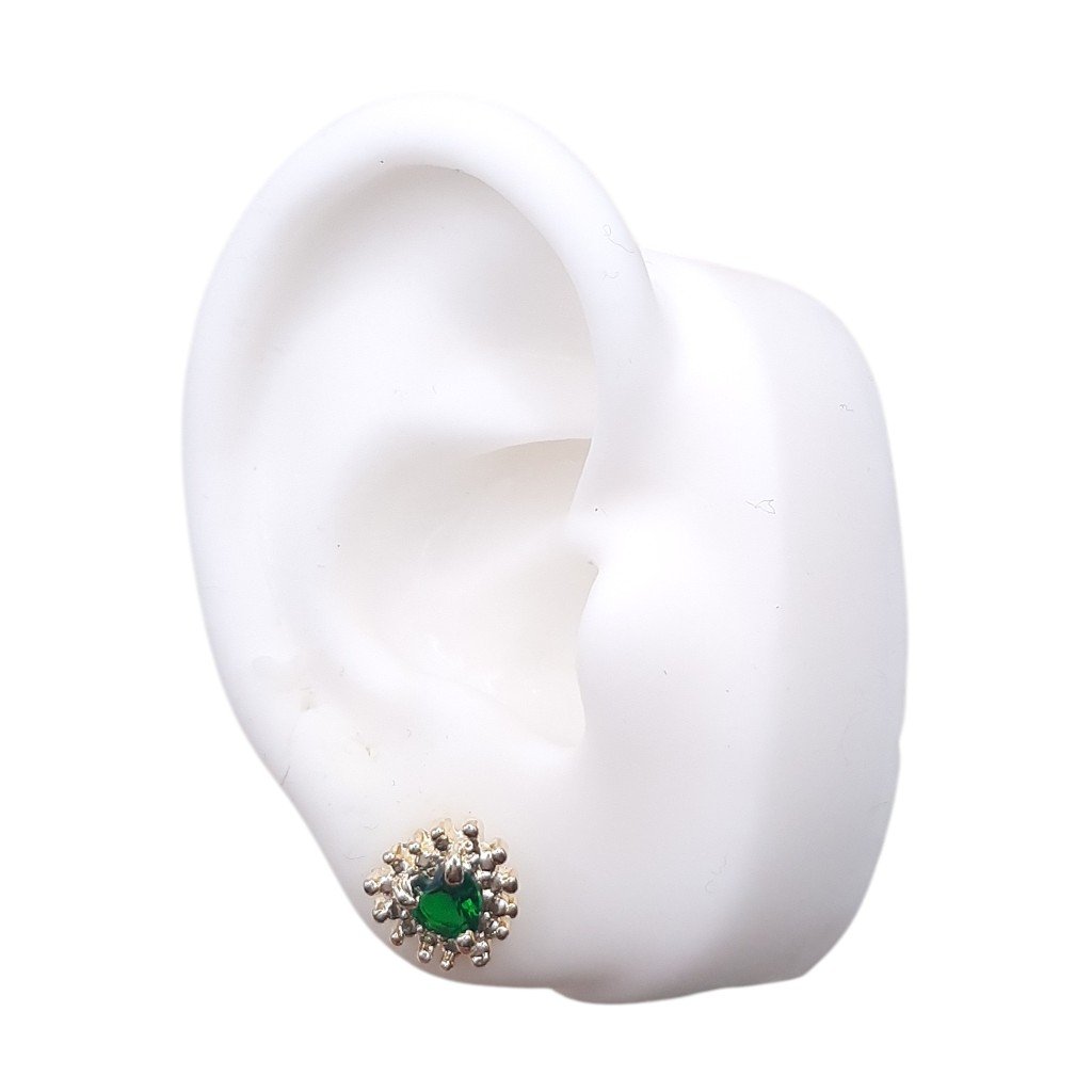 Brinco Coração Com Falsa Cravação