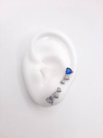 Brinco Ear Cuff 3 Corações