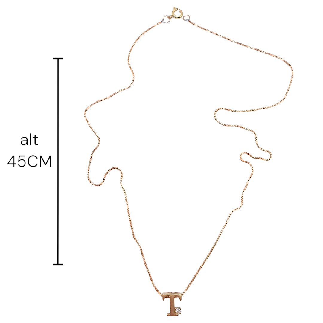 Colar Letra Com Zircônia Na Veneziana