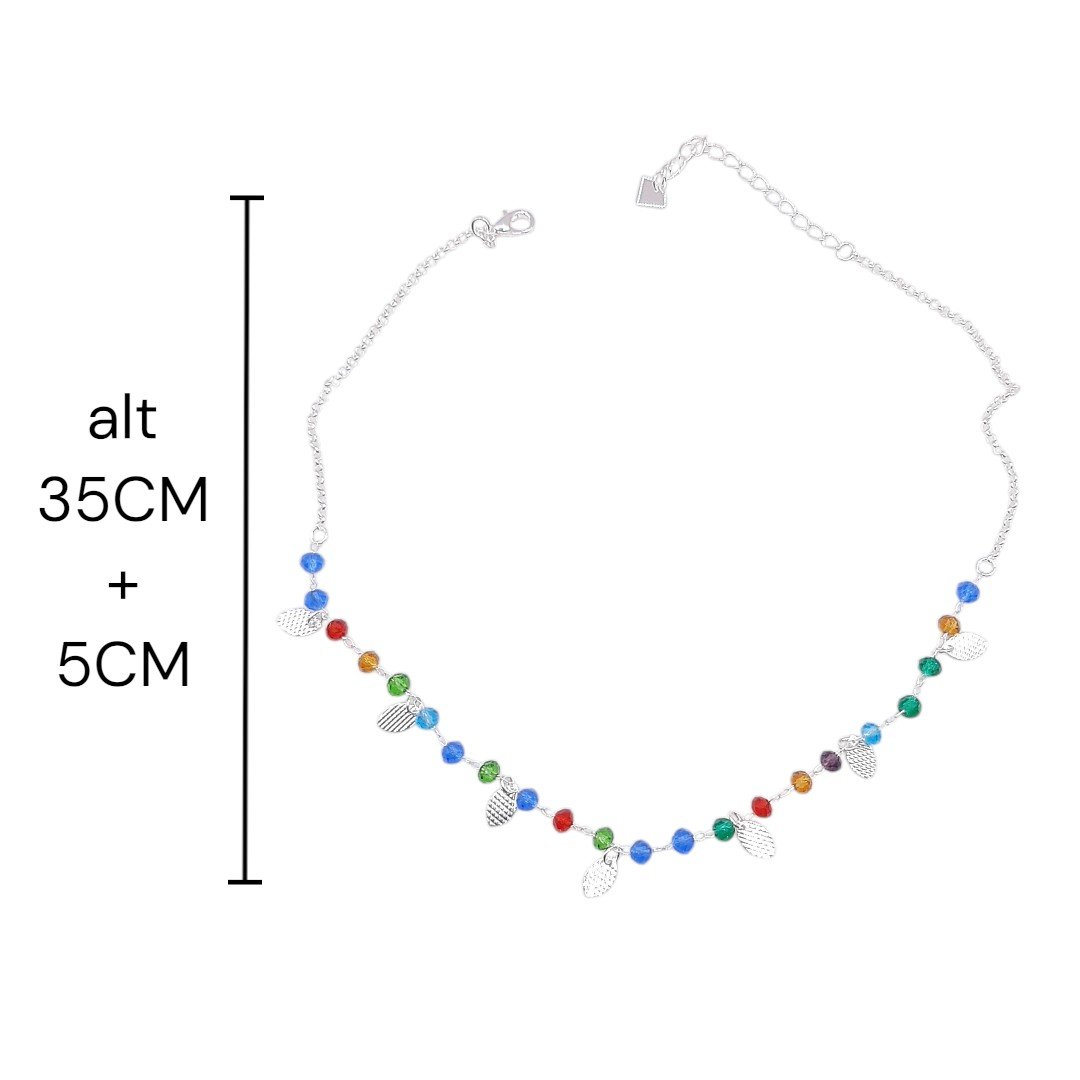 Choker Miçangas Com Plaquinhas