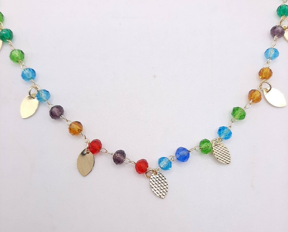 Choker Miçangas Com Plaquinhas
