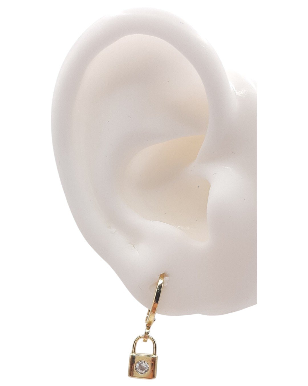 Brinco Argolinha Click Cadeado Com Zircônia