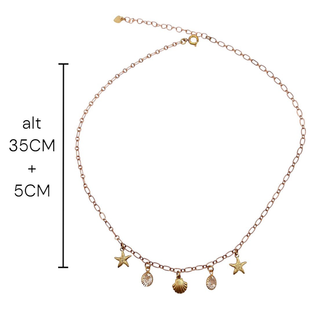 Choker Estrelas, Concha E Strass