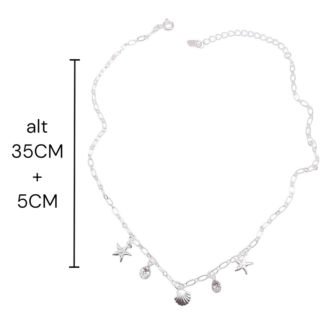 Choker Estrelas, Concha E Strass