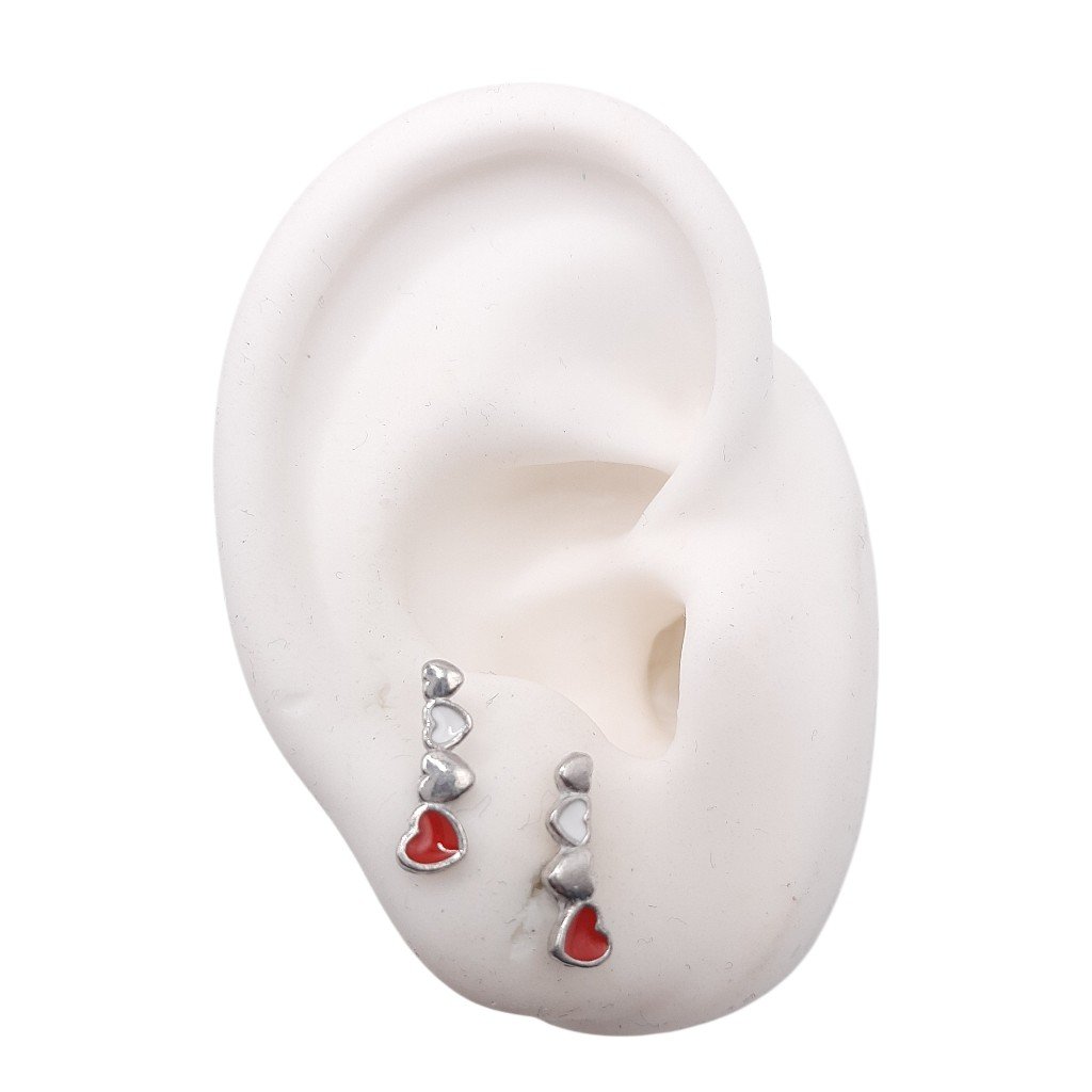 Brinco Ear Cuff 4 Corações ( 2 Esmaltados)