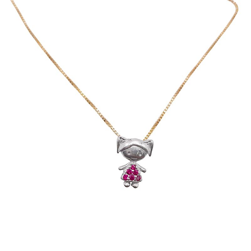 Colar Menina Cravejada 45cm