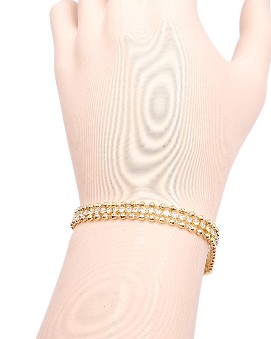 Pulseira Dupla Fio De Zircônia Com Bolinhas
