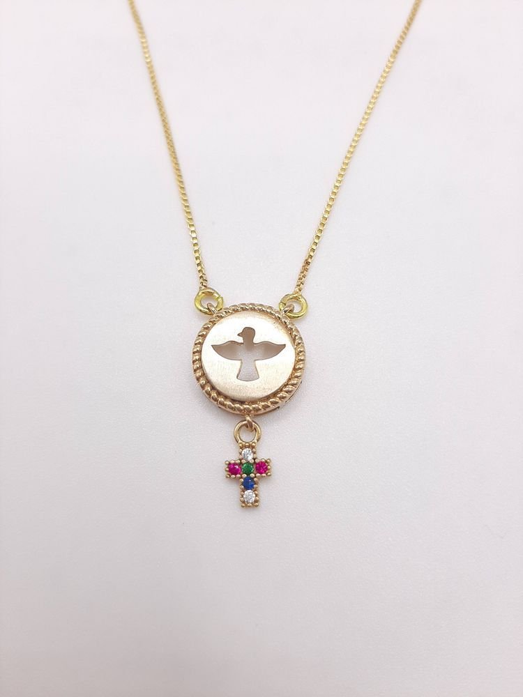 Colar Espirito Santo Com Cruz Pendurada