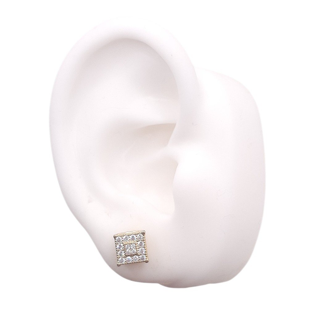 Brinco Quadrado De Galeria Cravejado