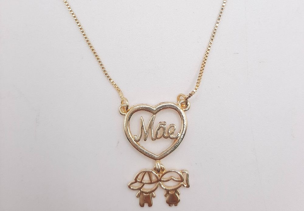 Colar Coração Mãe Com 2 Filhos