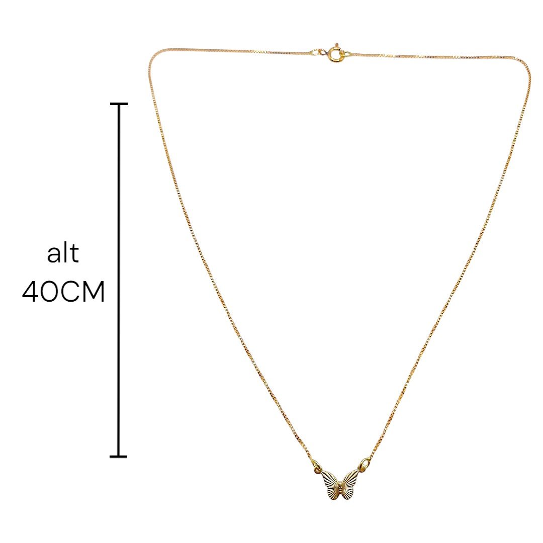 Colar Borboleta Fios Diamantado