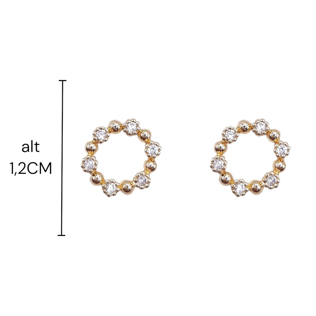 Brinco Aro De Zirconia E Bolinhas