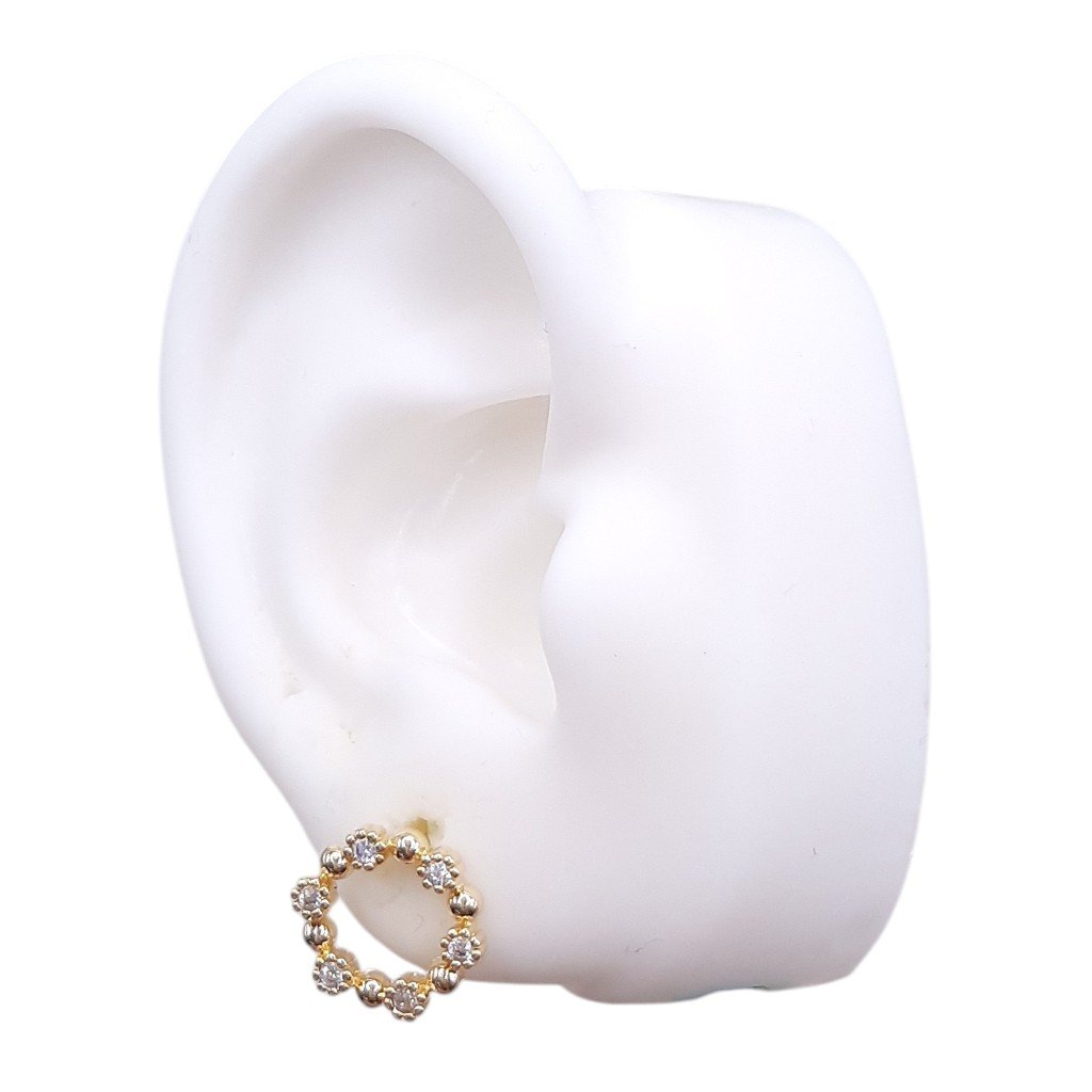Brinco Aro De Zirconia E Bolinhas