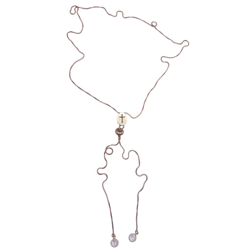 Gravata Pingente Oval Com Cruz