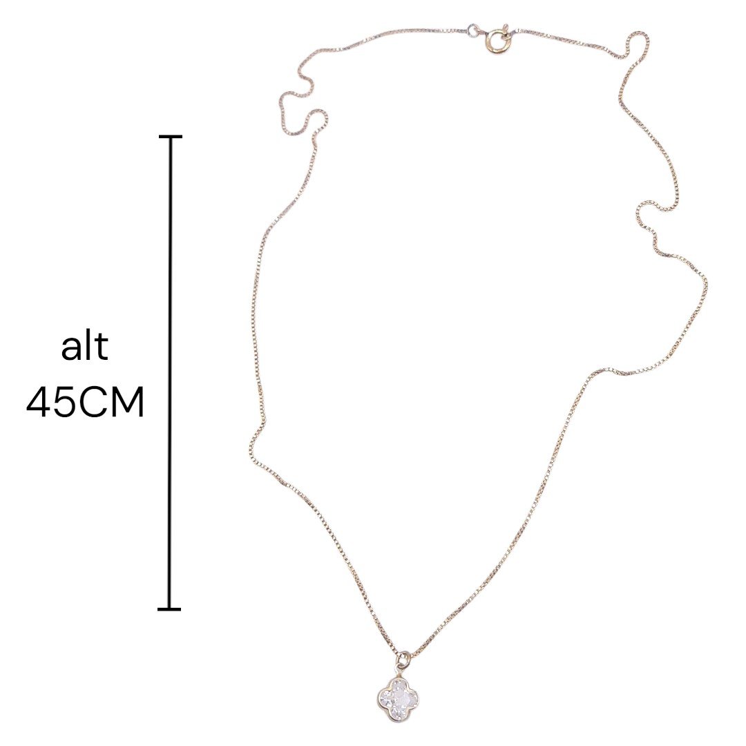 Colar Ponto De Luz Zirconia Trevo Semi-joia