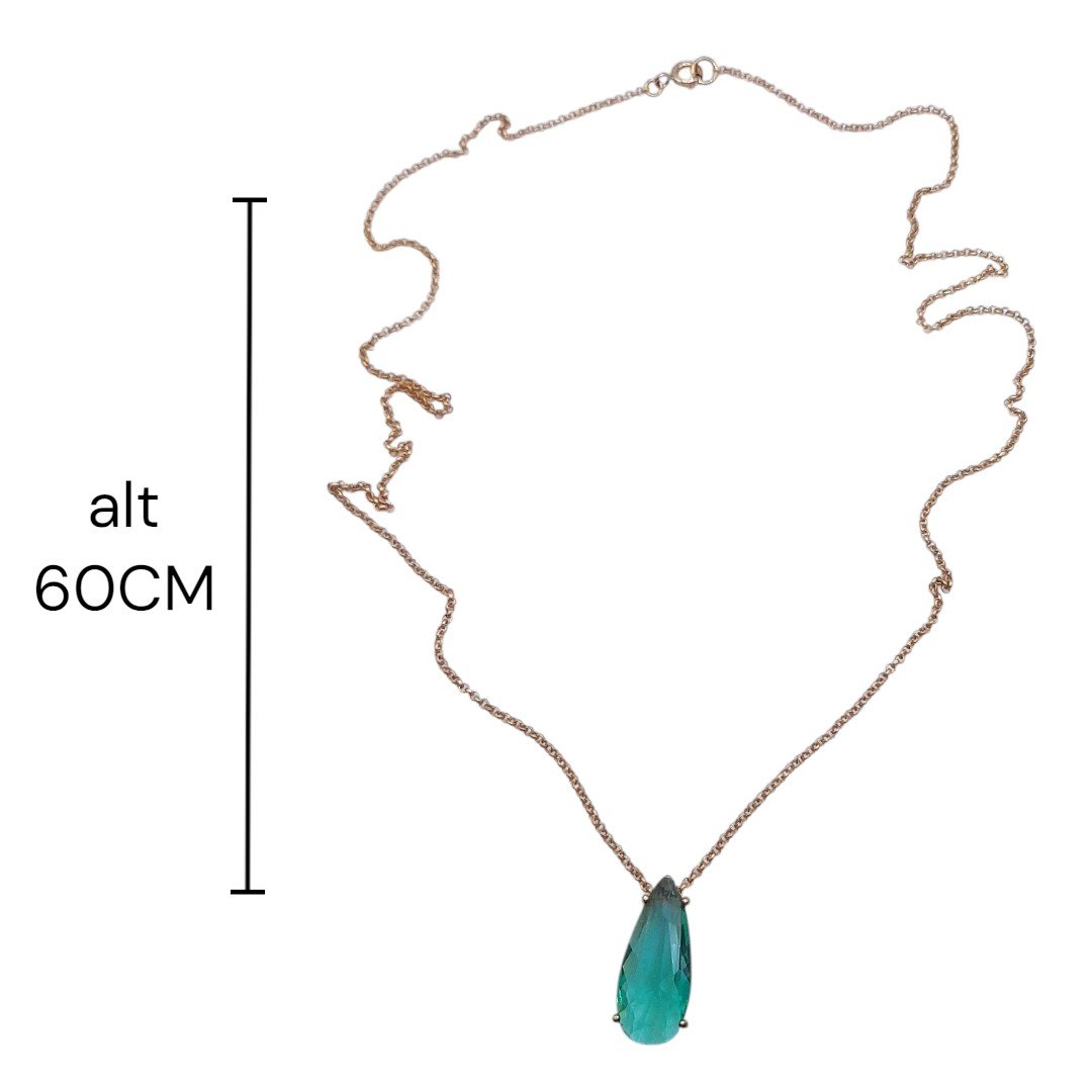 Colar Corrente Elo Portuguesa Com Gota 10x22mm