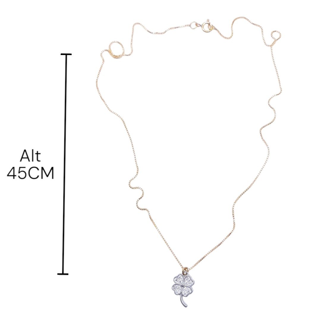 Colar Com Trevo Cravejado De Zircônia